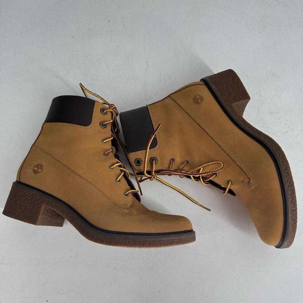 Timberland Women's 7.5 Brinda Boots Leather Lace Up Low Heel - Picture 7 of 9